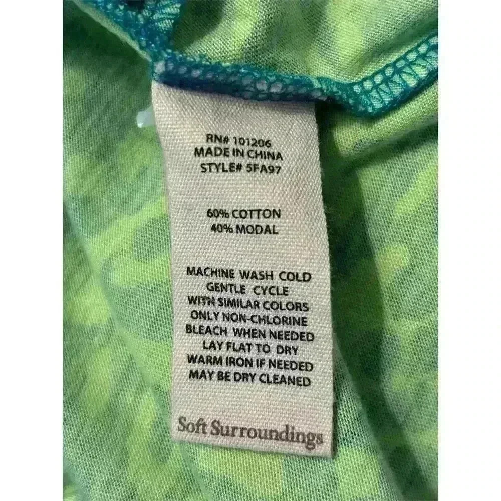 Soft Surroundings Women's 1X Green Palm Leaf Print Dress w/ Pockets - Picture 5 of 10